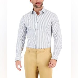ALFANI Men's Slim Fit Stain Resistant Quad Stripe Dress Shirt - NWT
